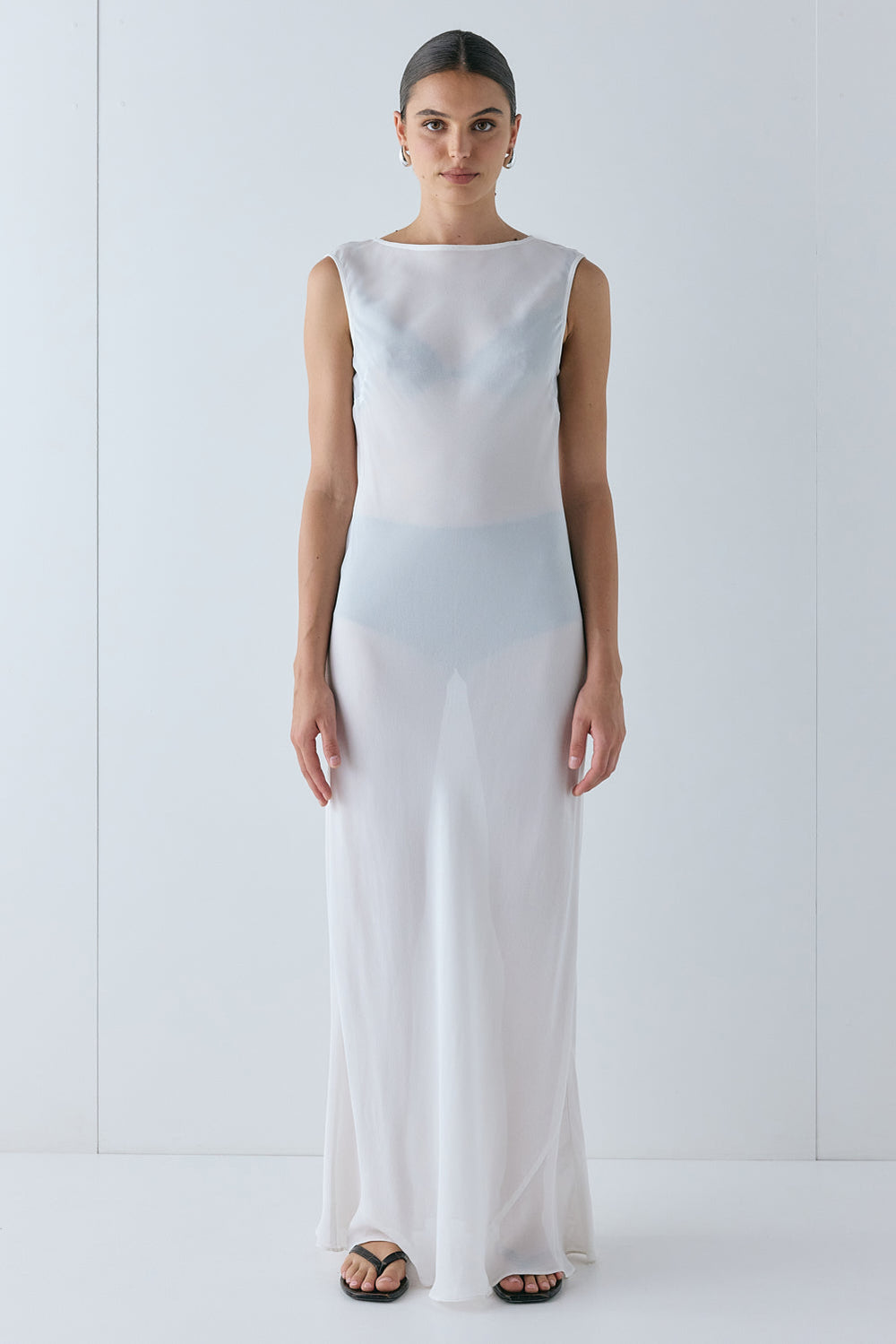 Florence Sheer Maxi Dress White | VRG GRL for sale