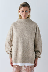 Yumi Knit Jumper Taupe Marle | VRG GRL for sale