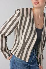 Nerida Blazer Charcoal Stripe | VRG GRL US
