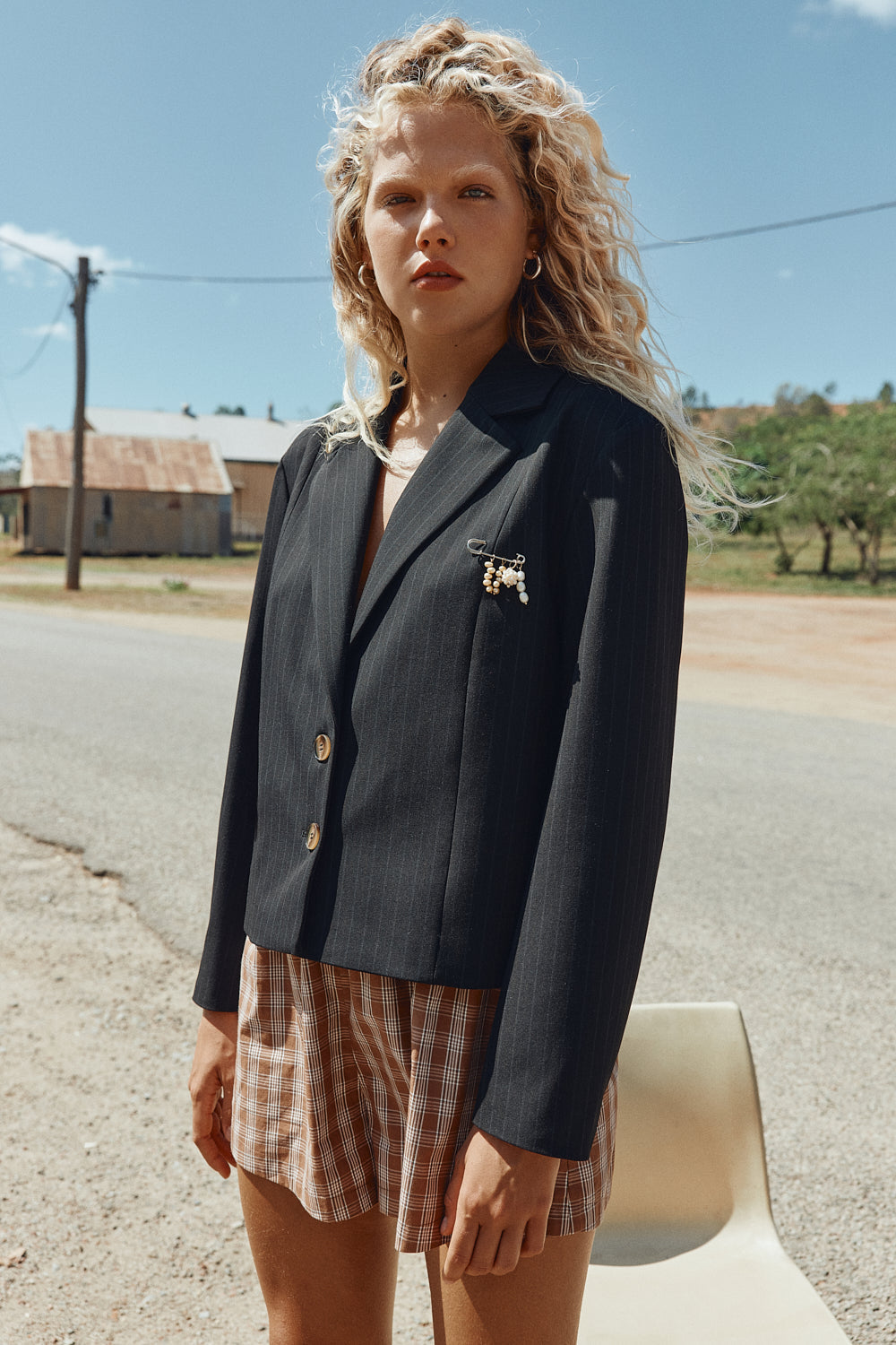 Sydney Blazer Black Pinstripe | VRG GRL sale