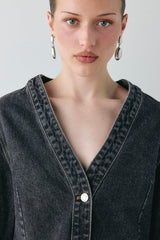 Vivien Denim Jacket Washed Black | VRG GRL US