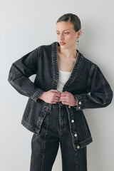 Vivien Denim Jacket Washed Black | VRG GRL online