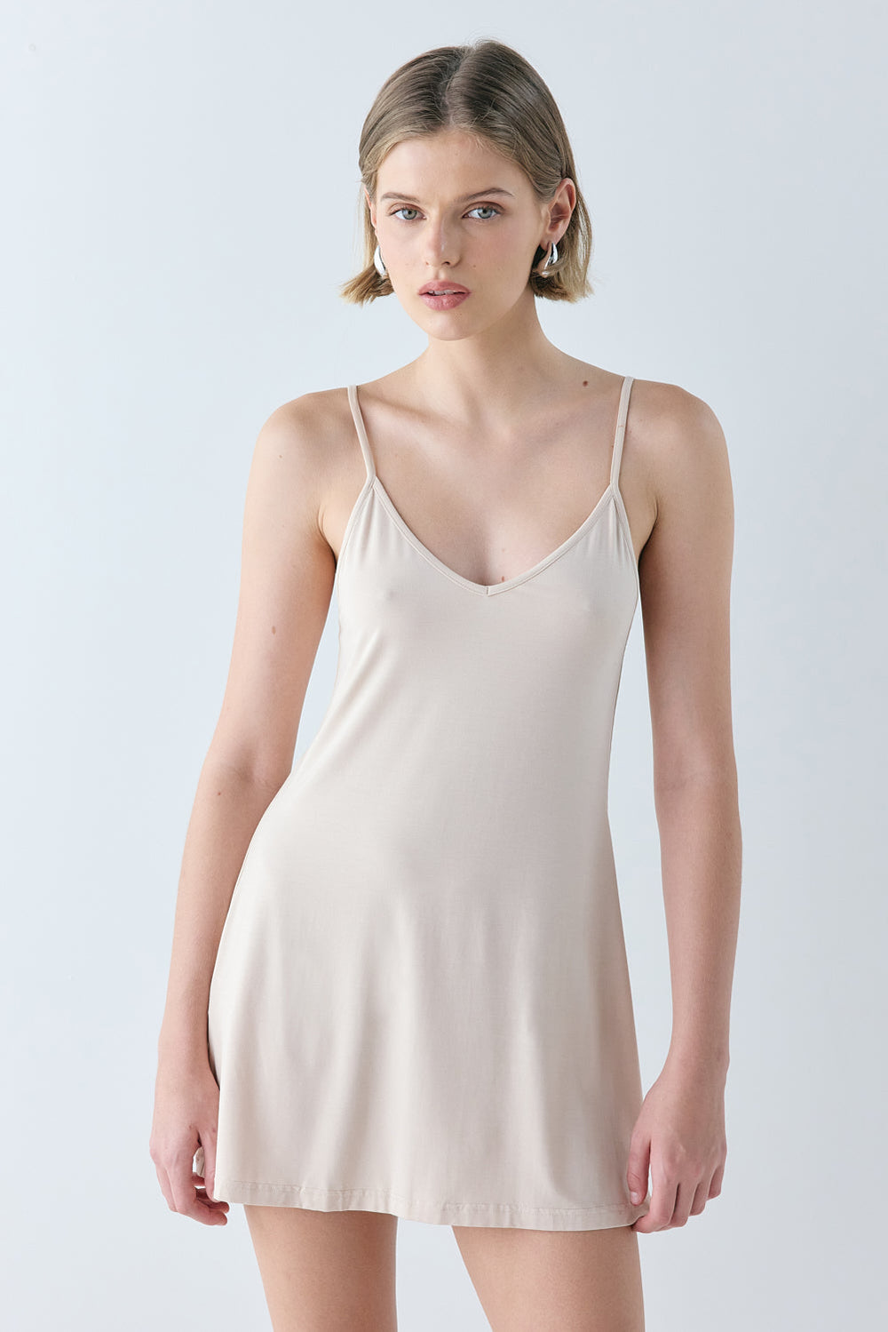 Carrie Mini Slip Dress Nude | VRG GRL US
