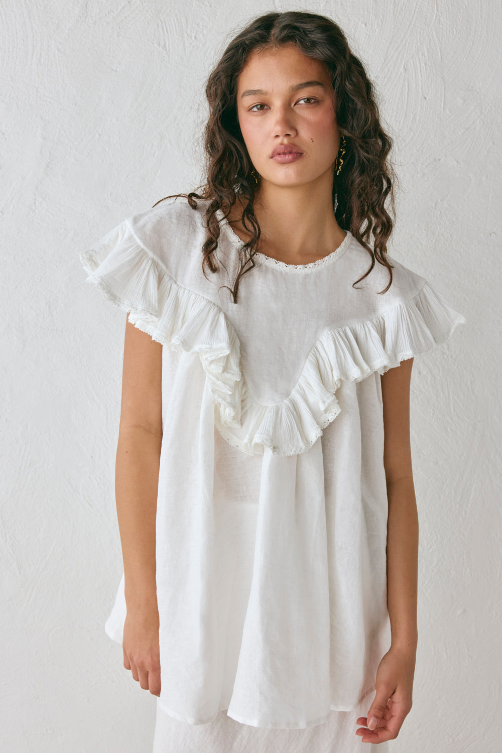 Viola Linen Tunic White | VRG GRL on sale