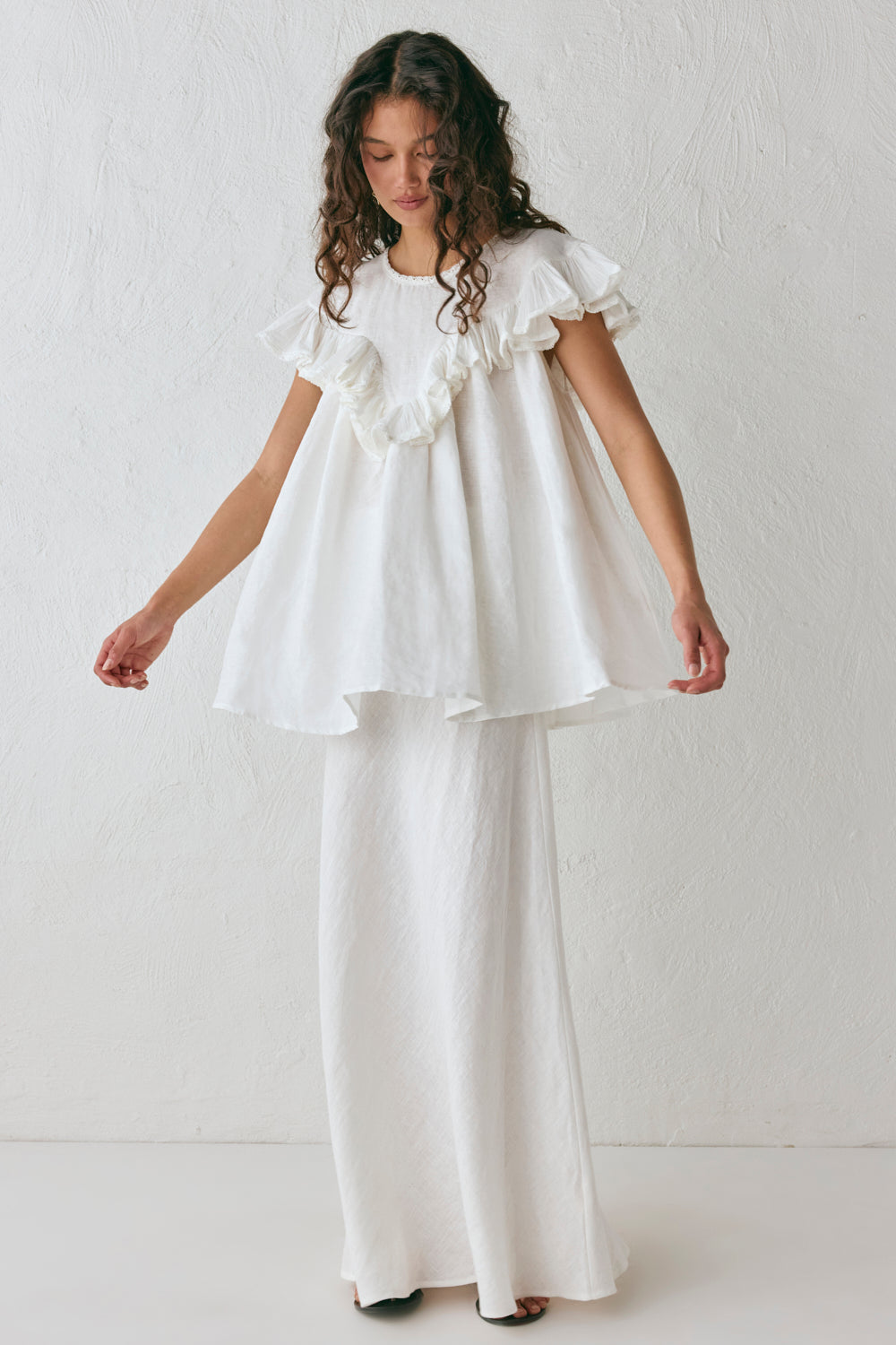 Viola Linen Tunic White | VRG GRL on sale