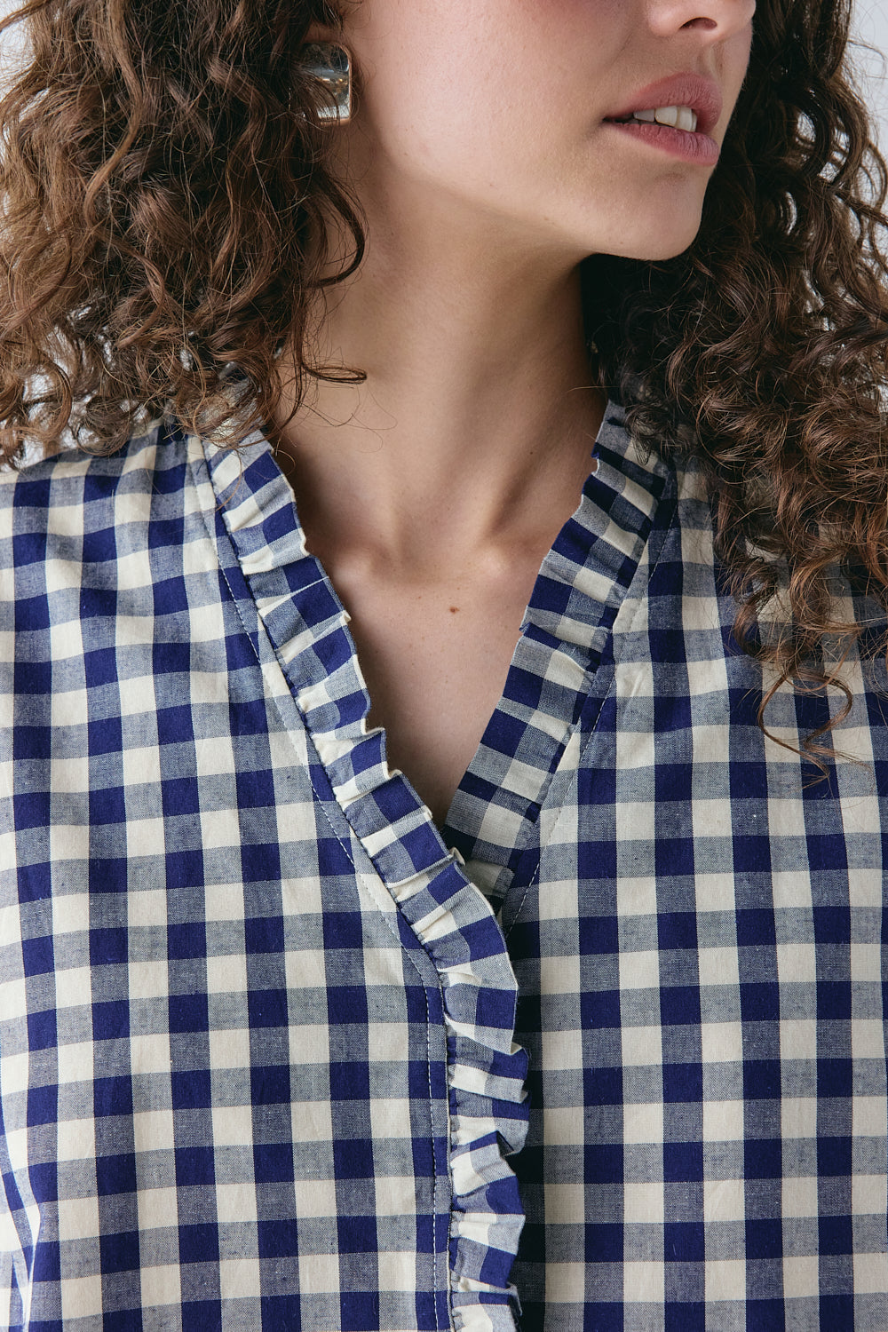 Phoebe Vest Top Navy Check | VRG GRL online