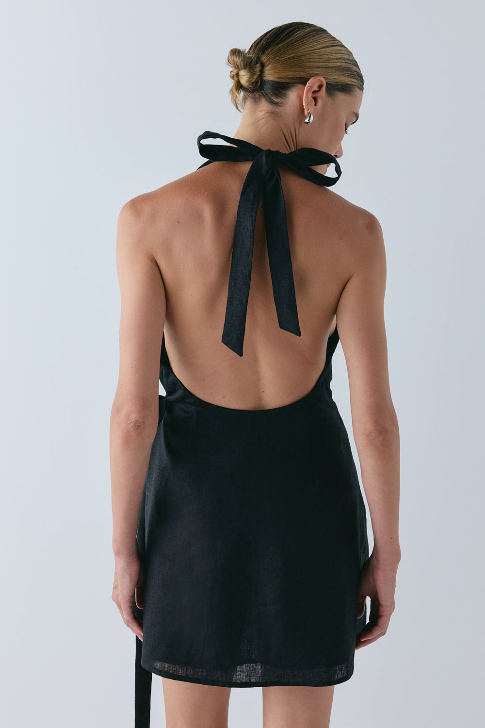 Lo Linen Mini Dress Black | VRG GRL discount