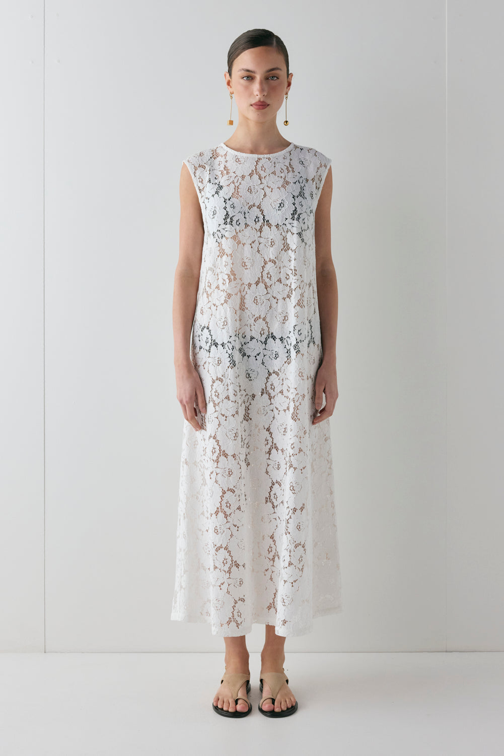 Maya Lace Midi Dress White | VRG GRL near me