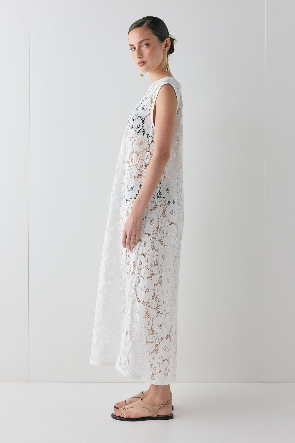 Maya Lace Midi Dress White | VRG GRL near me