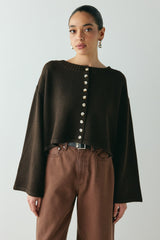 Tori Knit Cardigan Brown | VRG GRL for sale