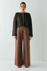 Tori Knit Cardigan Brown | VRG GRL for sale