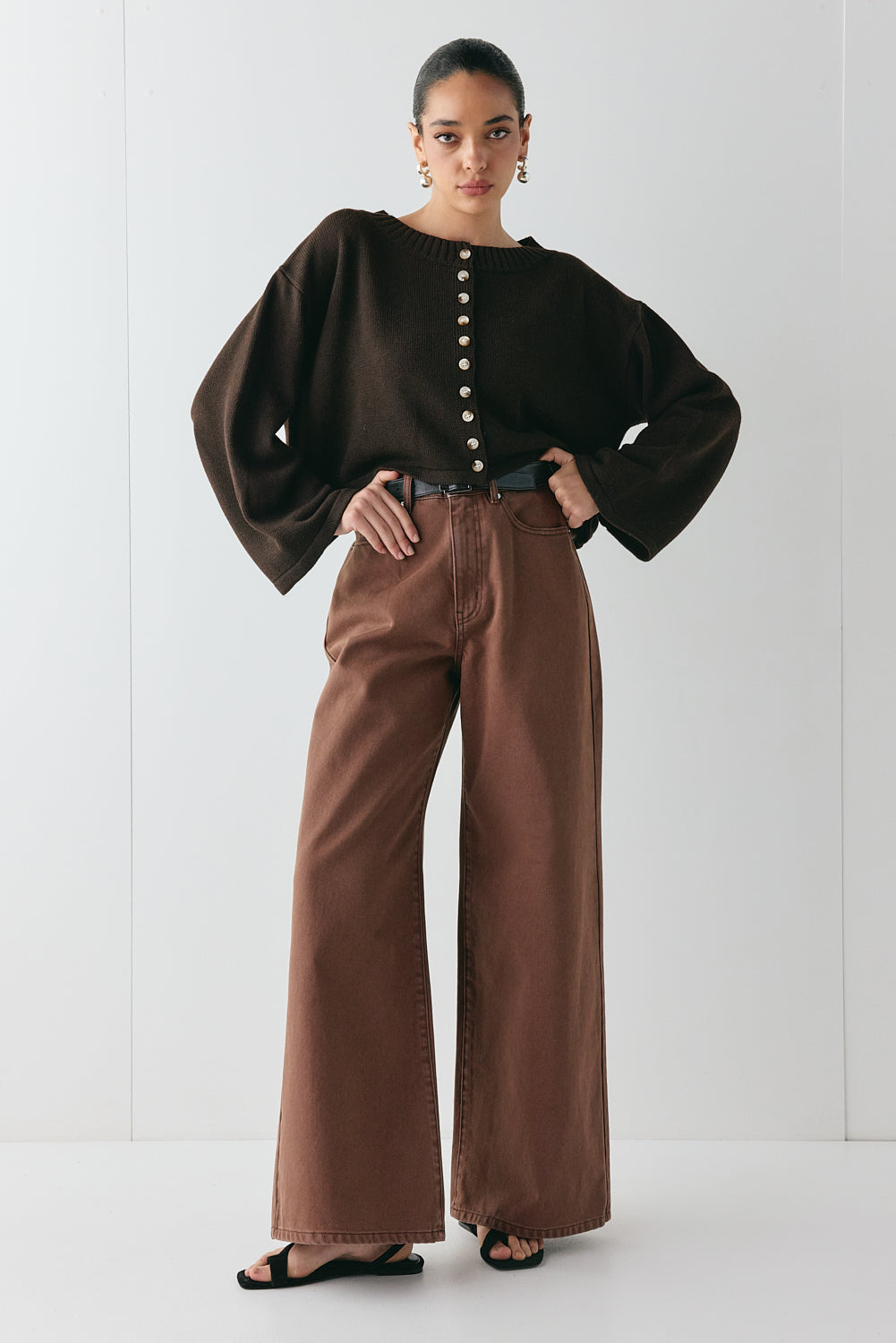 Tori Knit Cardigan Brown | VRG GRL for sale