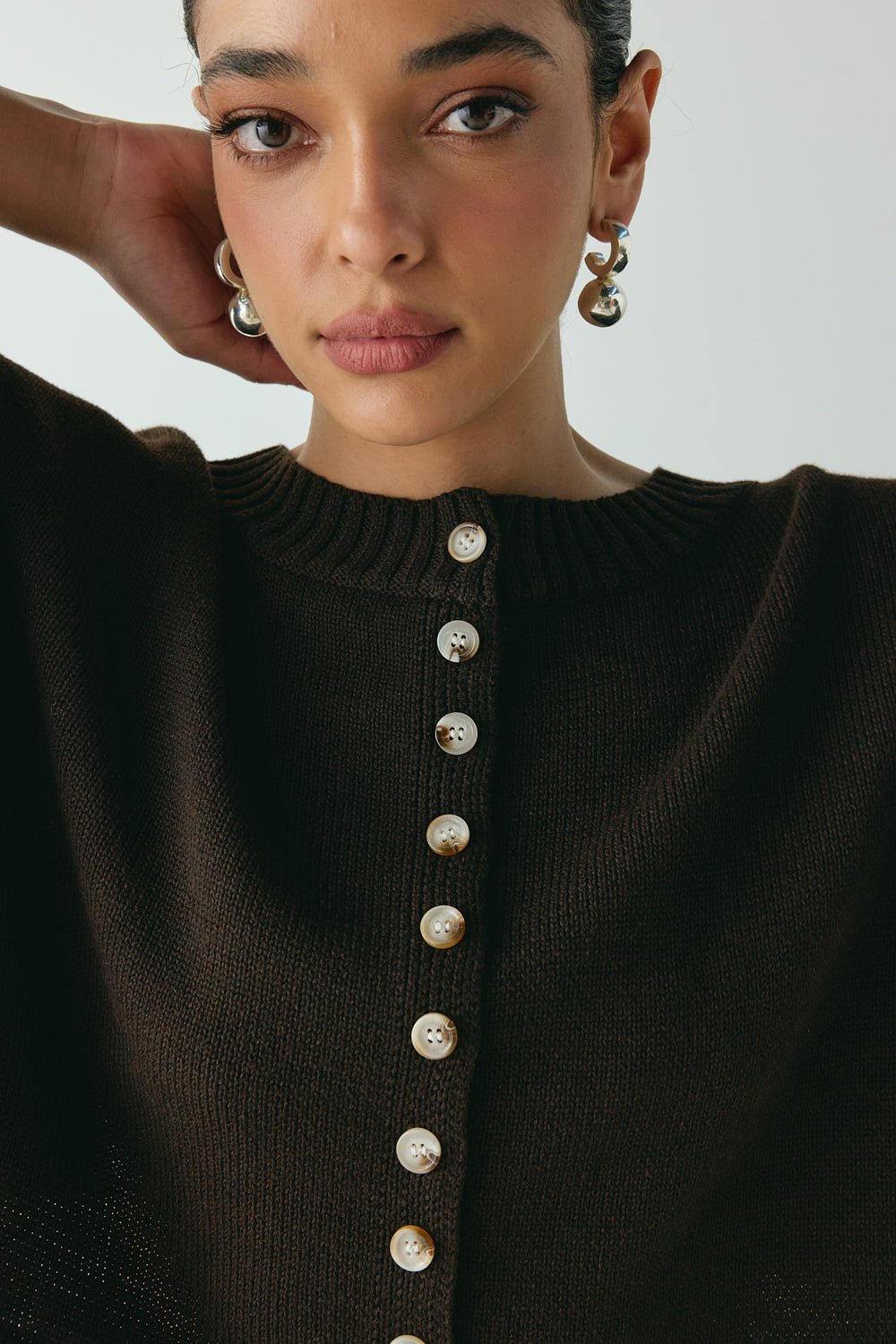 Tori Knit Cardigan Brown | VRG GRL for sale