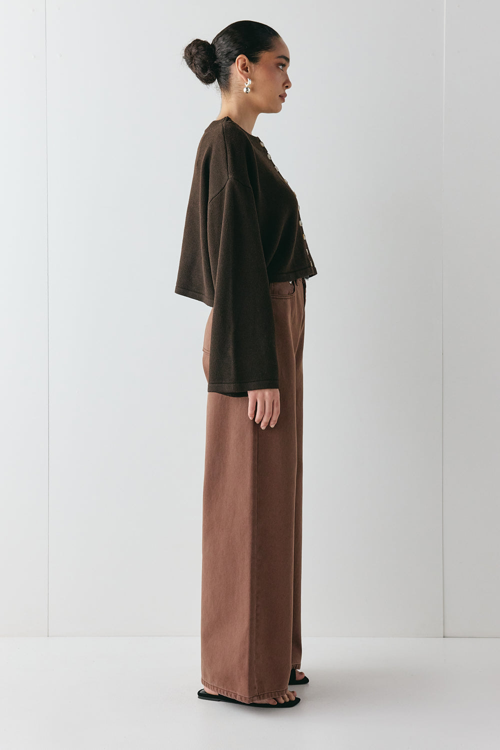 Tori Knit Cardigan Brown | VRG GRL for sale