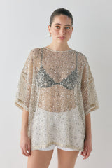 Arden Sequin Top Cream | VRG GRL for sale