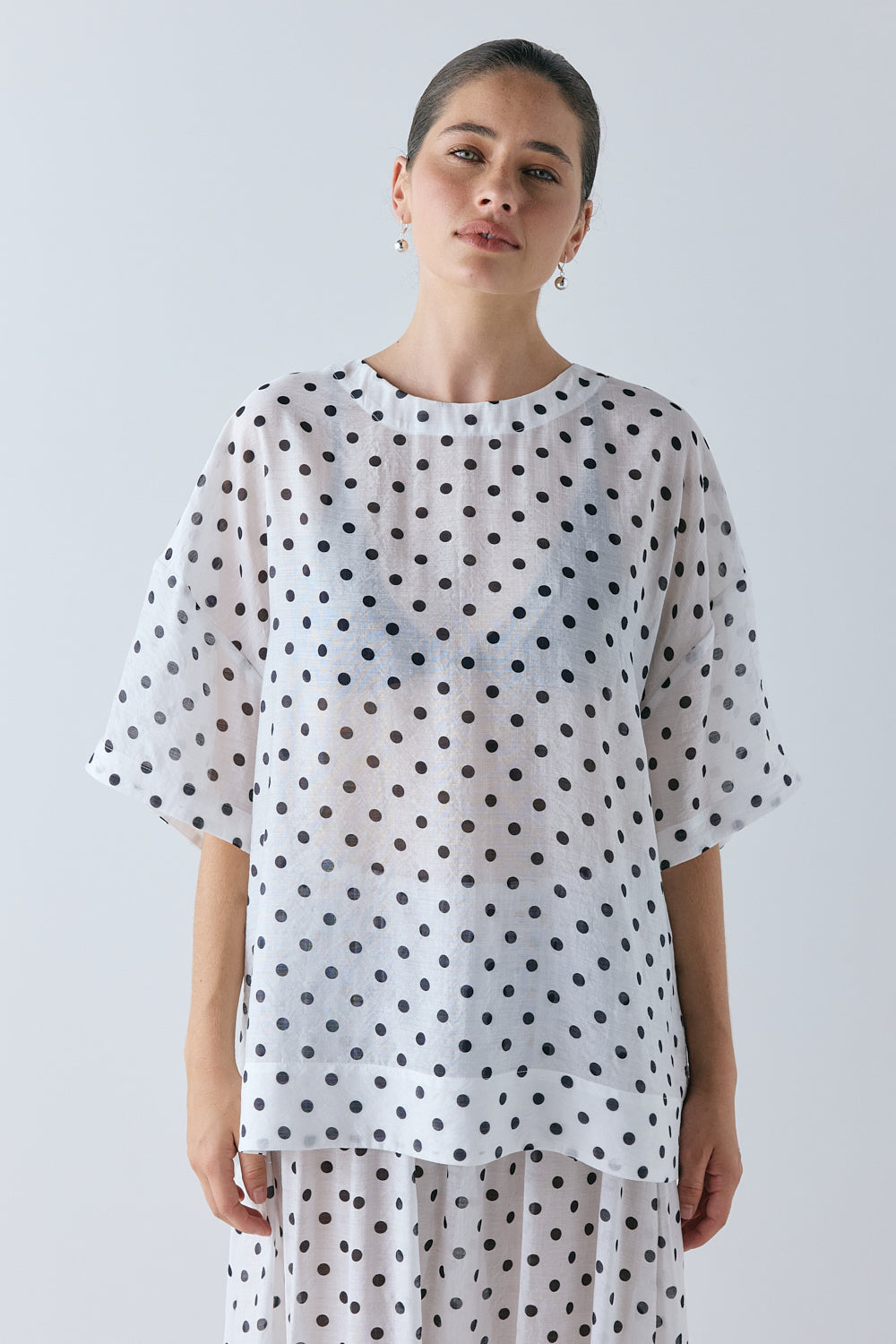 Esther Sheer Top White Polka Dot | VRG GRL US