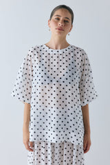 Esther Sheer Top White Polka Dot | VRG GRL US