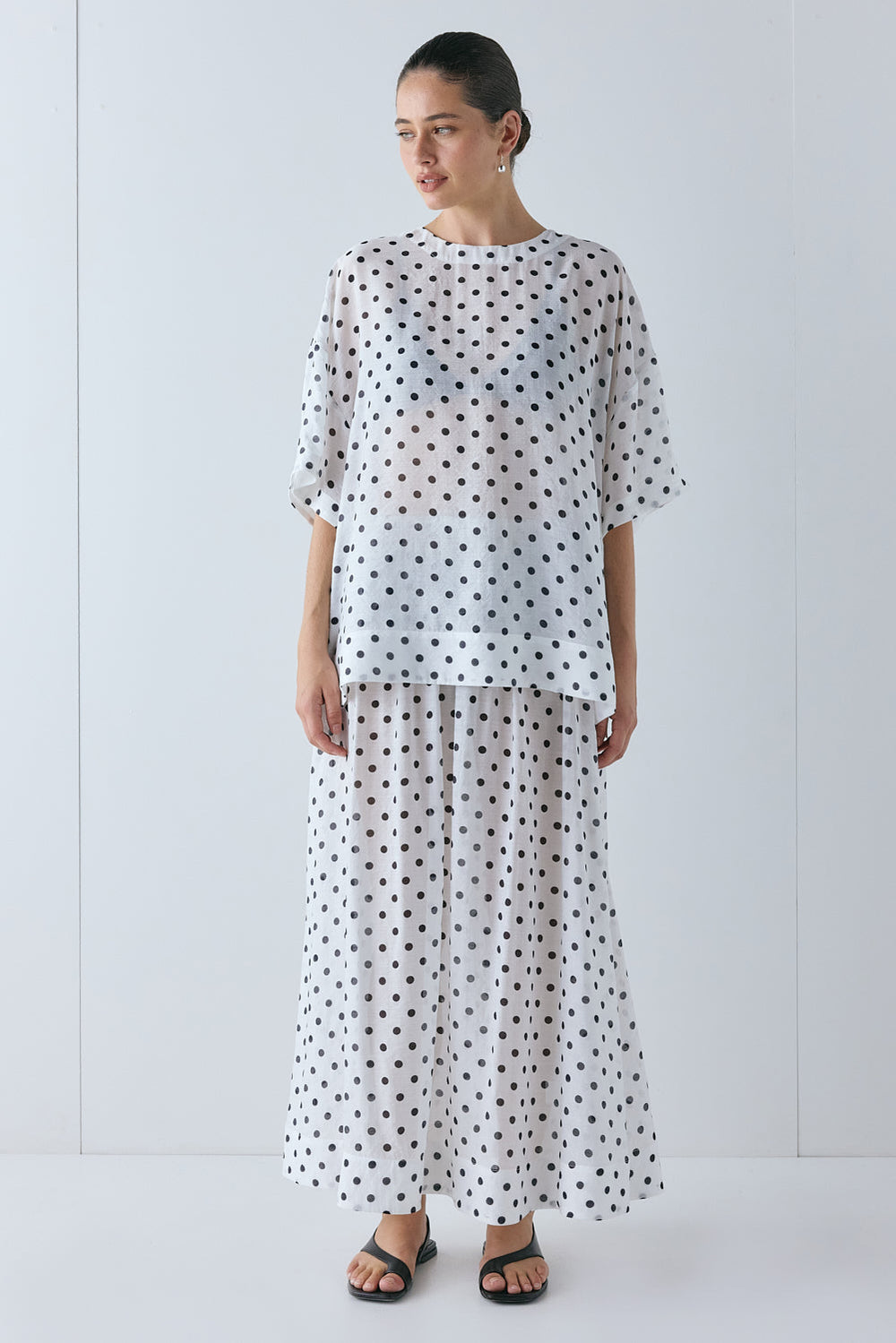 Esther Sheer Top White Polka Dot | VRG GRL US