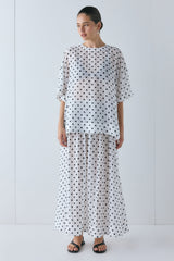 Esther Sheer Top White Polka Dot | VRG GRL US