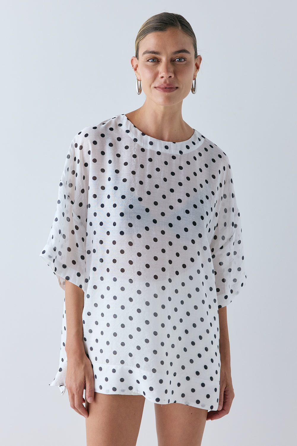 Esther Sheer Top White Polka Dot | VRG GRL US