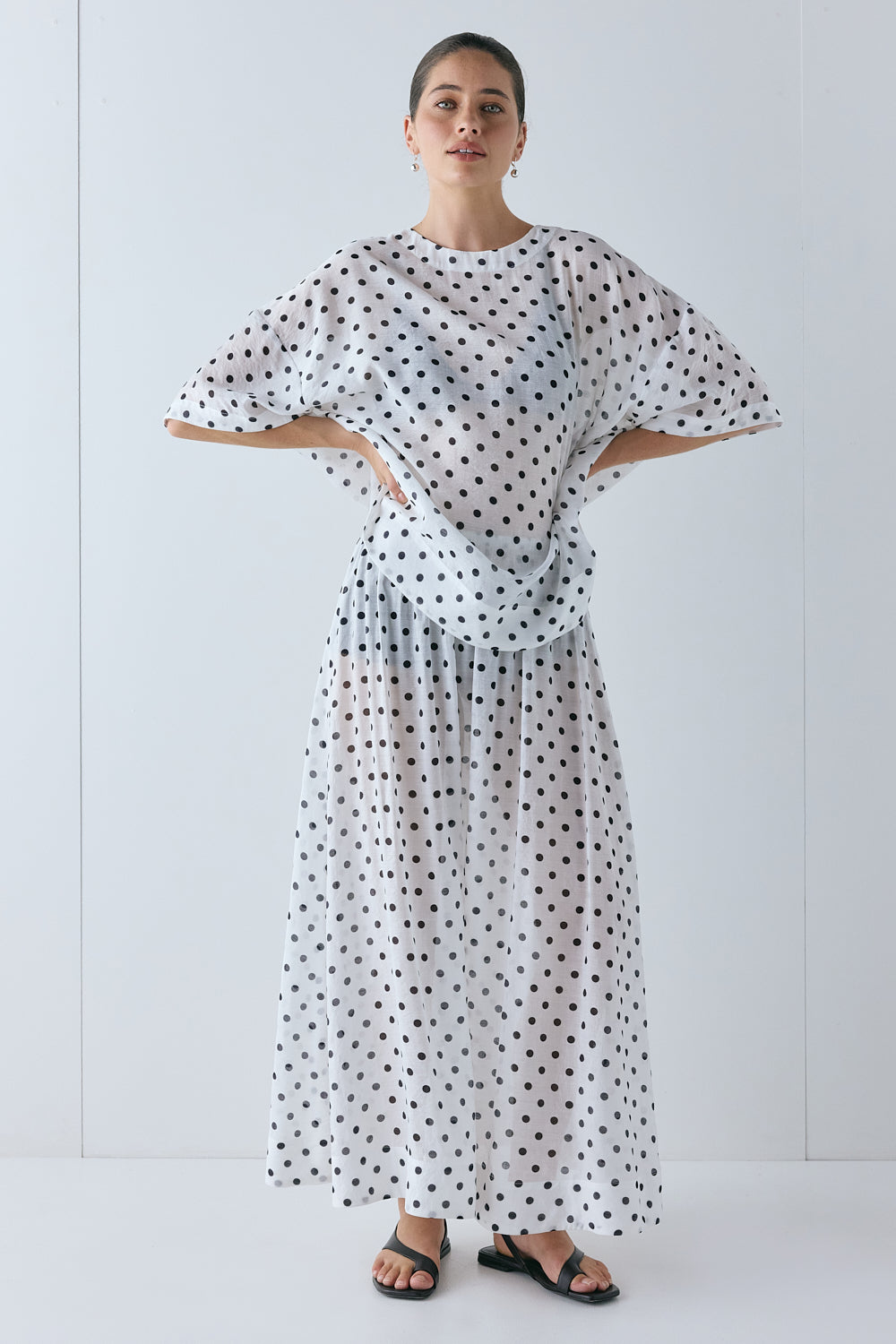 Esther Sheer Top White Polka Dot | VRG GRL US