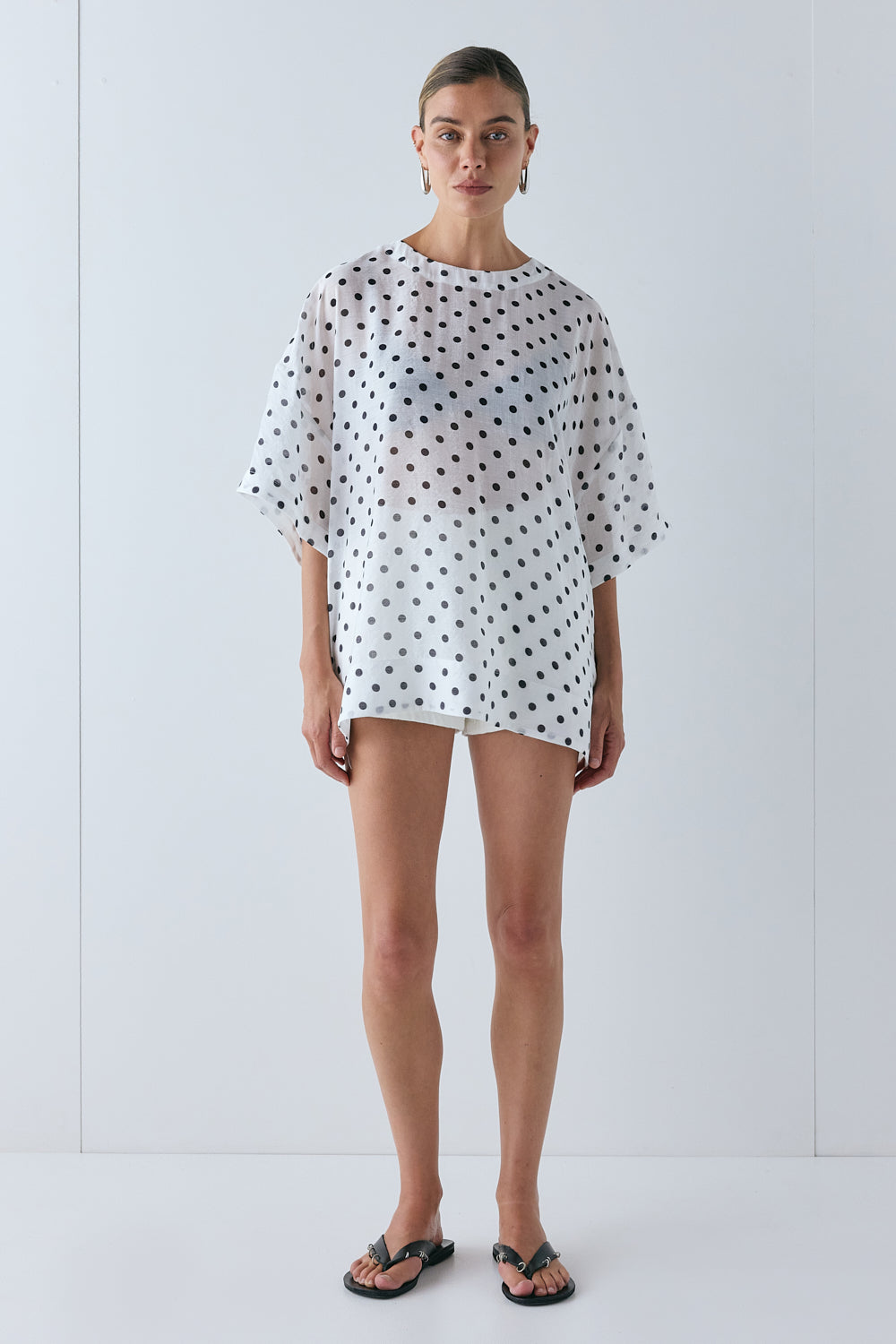 Esther Sheer Top White Polka Dot | VRG GRL US