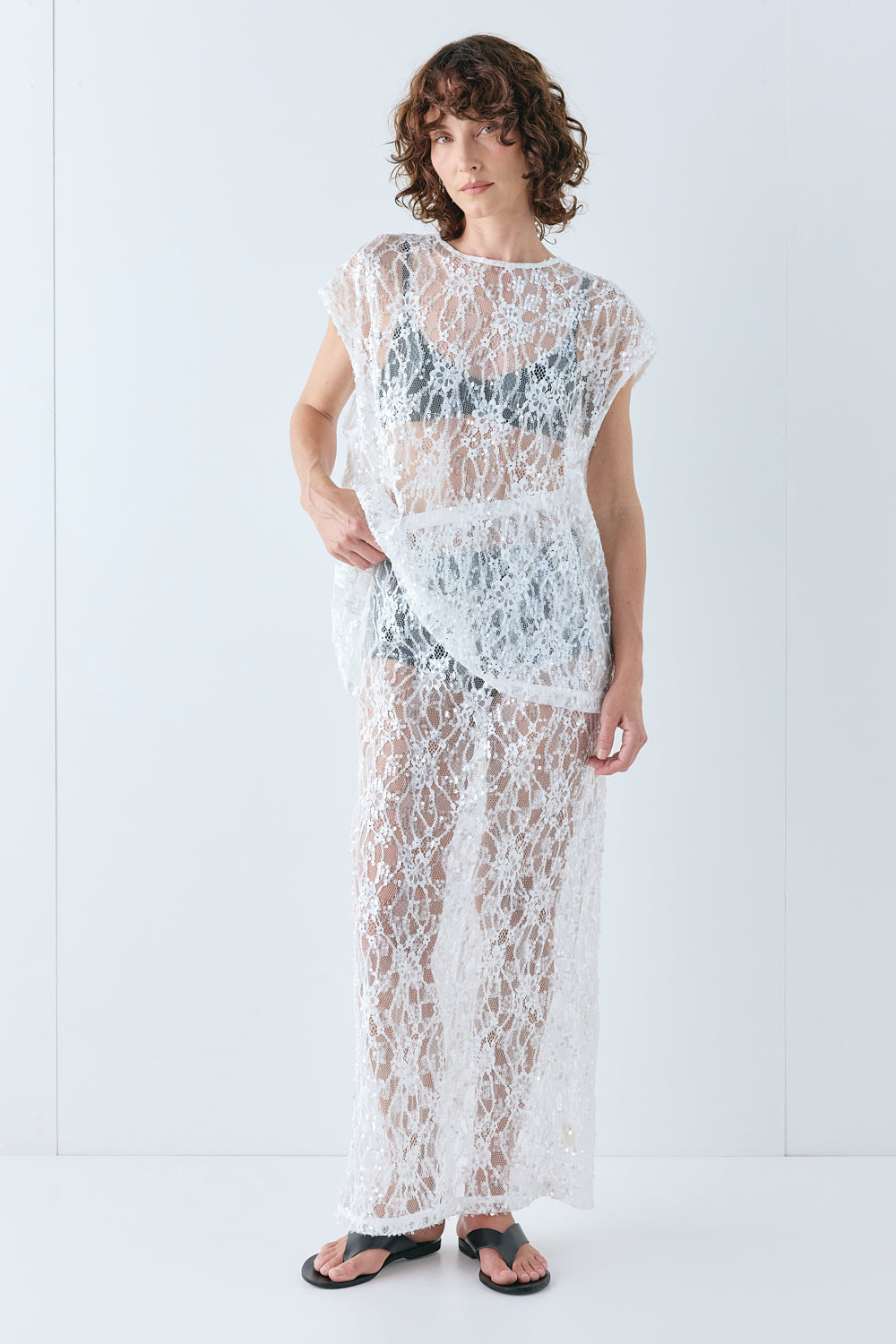 Devyn Sequin Top White | VRG GRL on sale