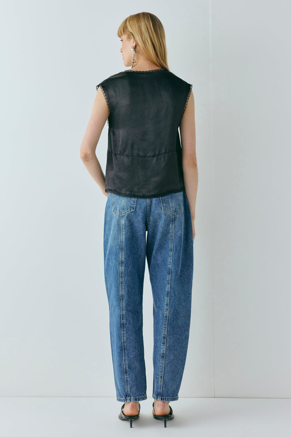 Flores Satin Top Black | VRG GRL sale