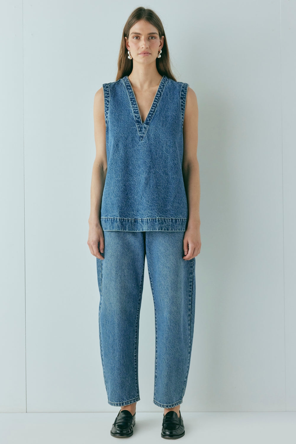 Muni Denim Tunic Top Blue | VRG GRL on sale