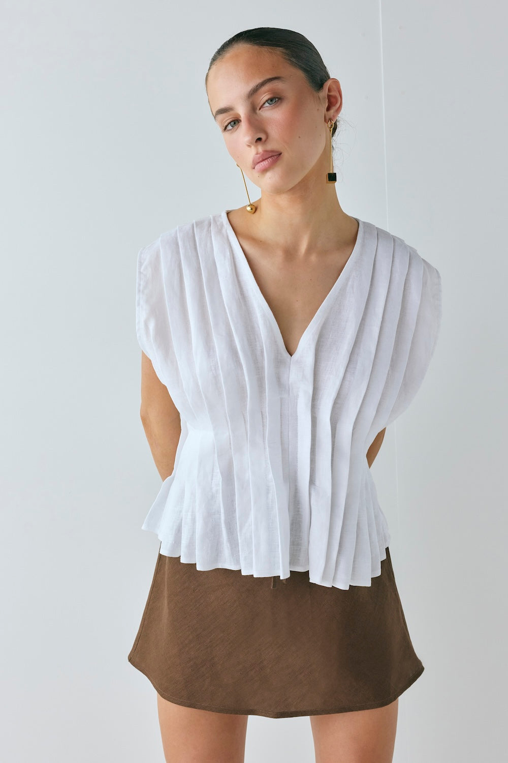 Blanca Linen Top White | VRG GRL sale