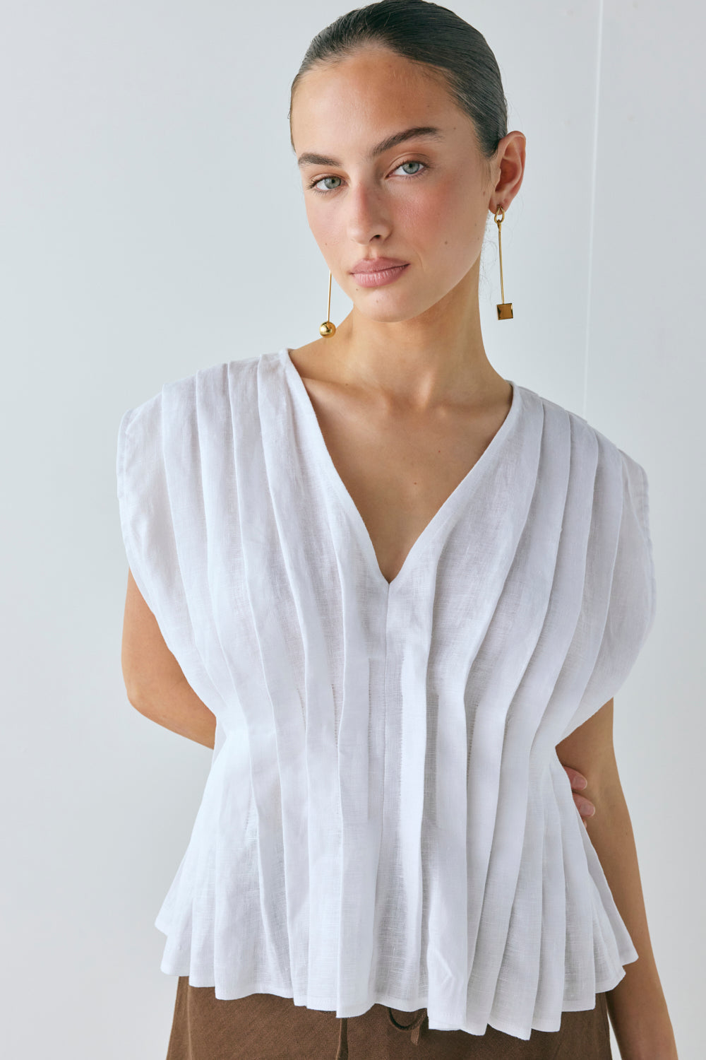 Blanca Linen Top White | VRG GRL sale