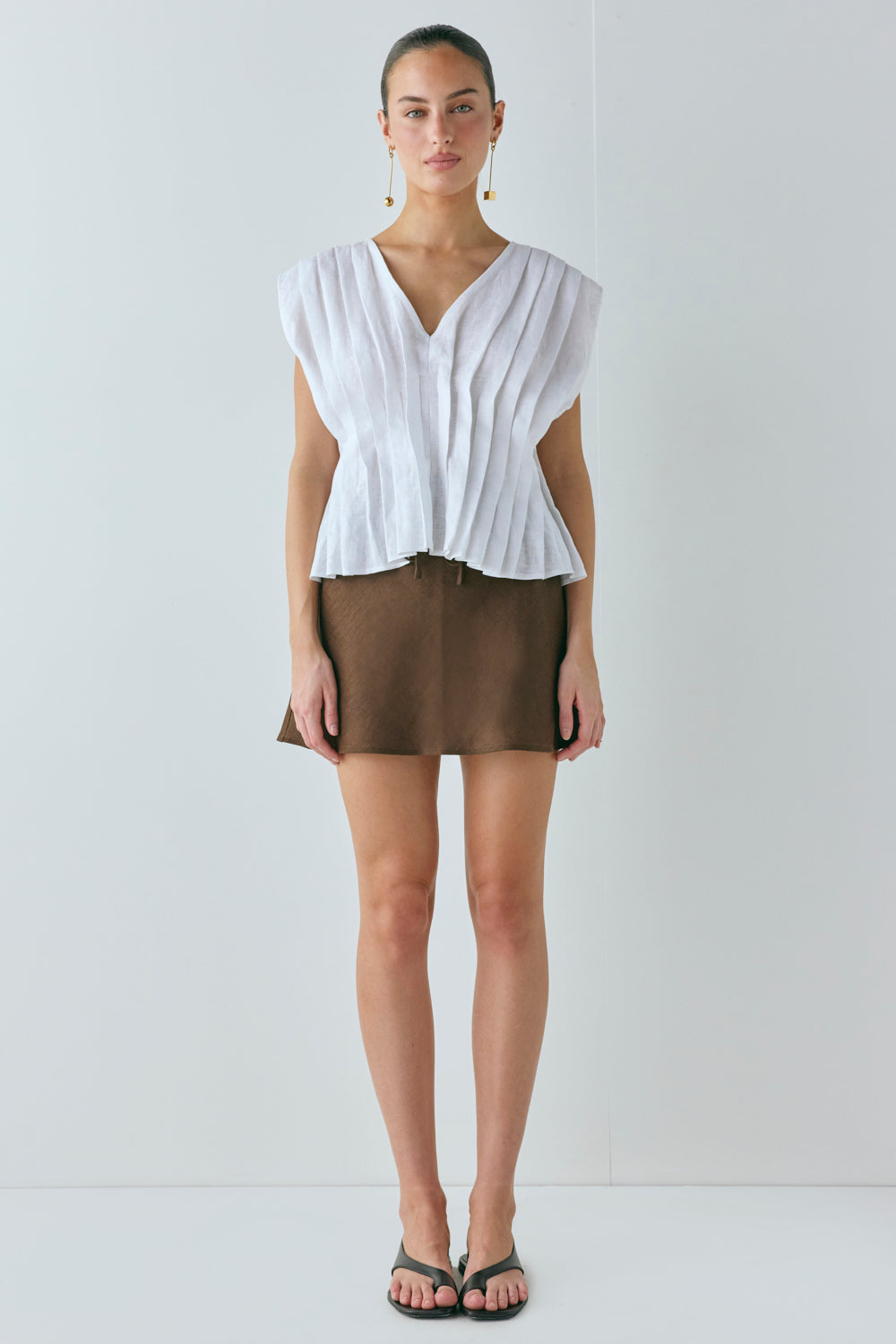 Blanca Linen Top White | VRG GRL sale