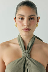 Taliah Linen Top Khaki | VRG GRL near me