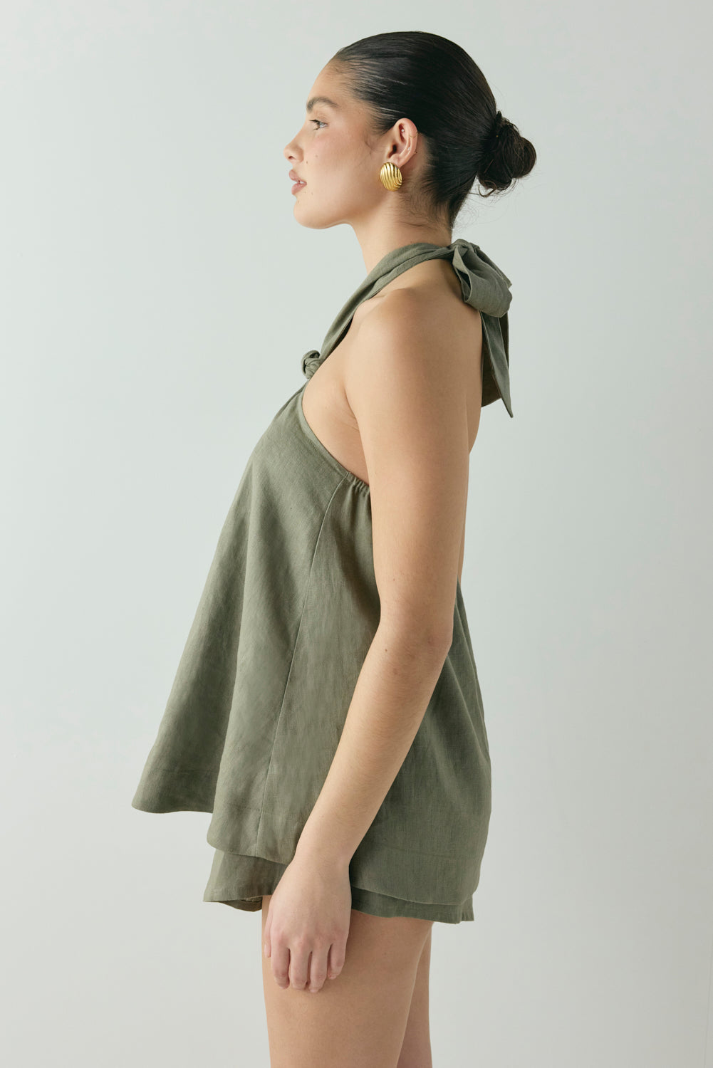 Taliah Linen Top Khaki | VRG GRL near me