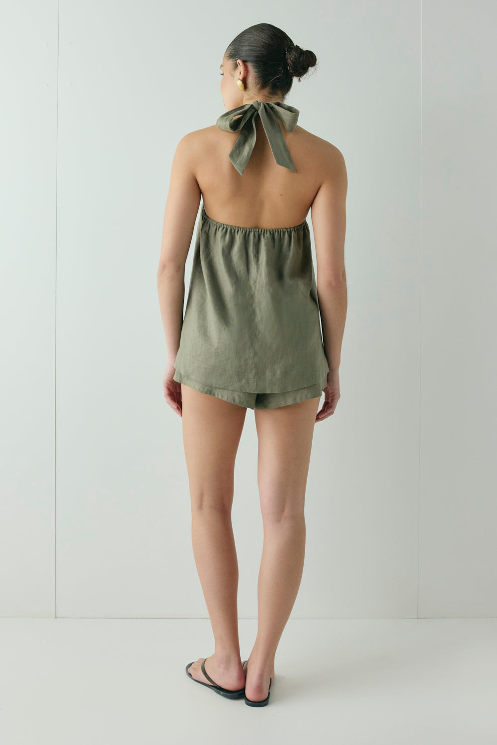 Taliah Linen Top Khaki | VRG GRL near me