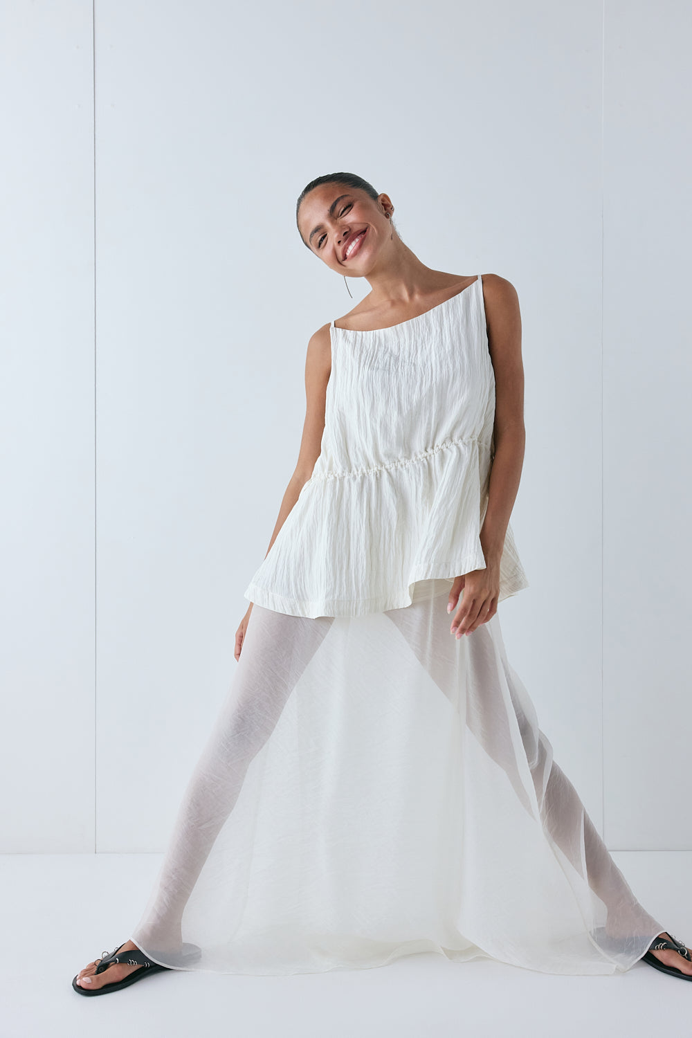 Indi Top Crinkle Cream | VRG GRL online