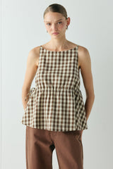 Indi Top Brown Check | VRG GRL sale