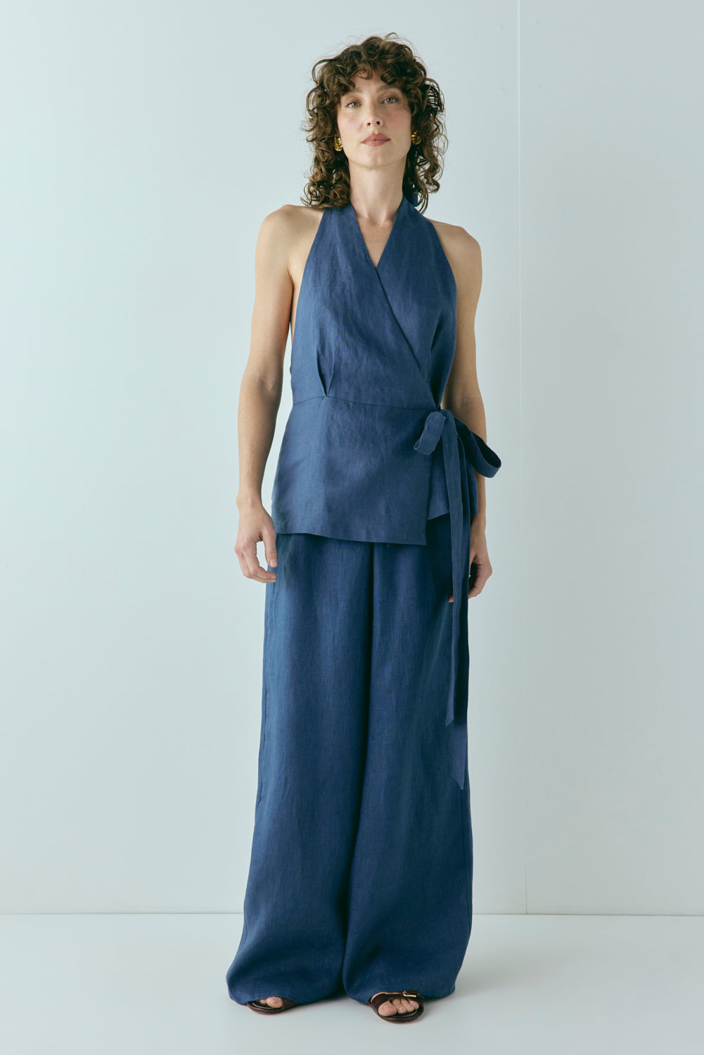 Prue Linen Top Navy | VRG GRL for sale