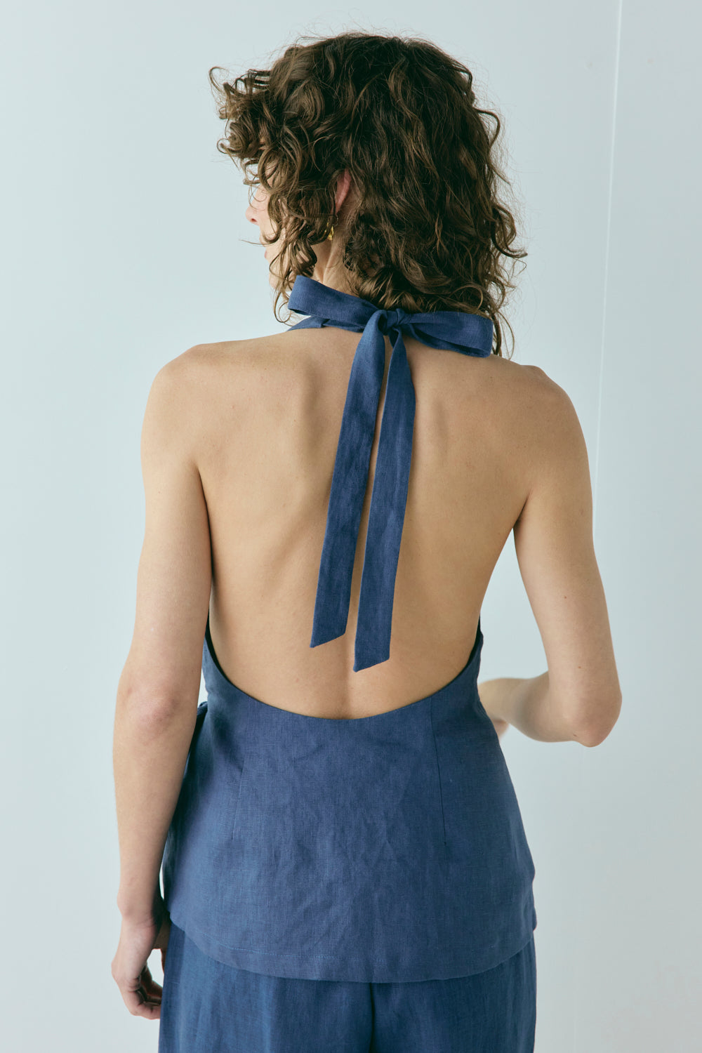 Prue Linen Top Navy | VRG GRL for sale