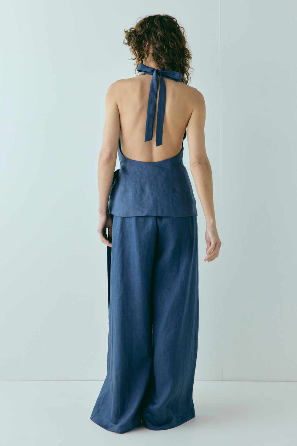 Prue Linen Top Navy | VRG GRL for sale