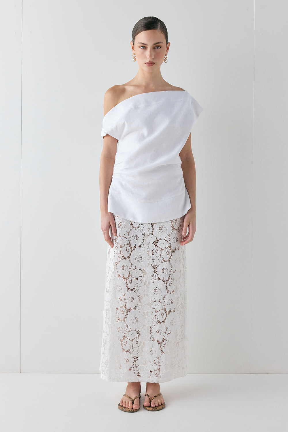 Eilish Linen Top White | VRG GRL US