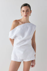 Eilish Linen Top White | VRG GRL US