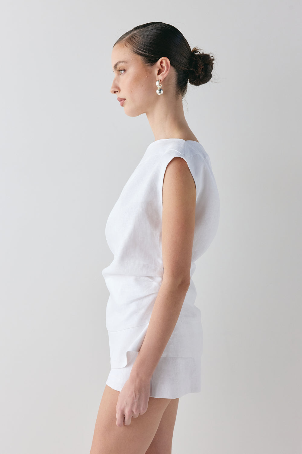 Eilish Linen Top White | VRG GRL US