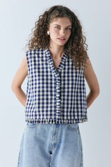 Phoebe Vest Top Navy Check | VRG GRL near me