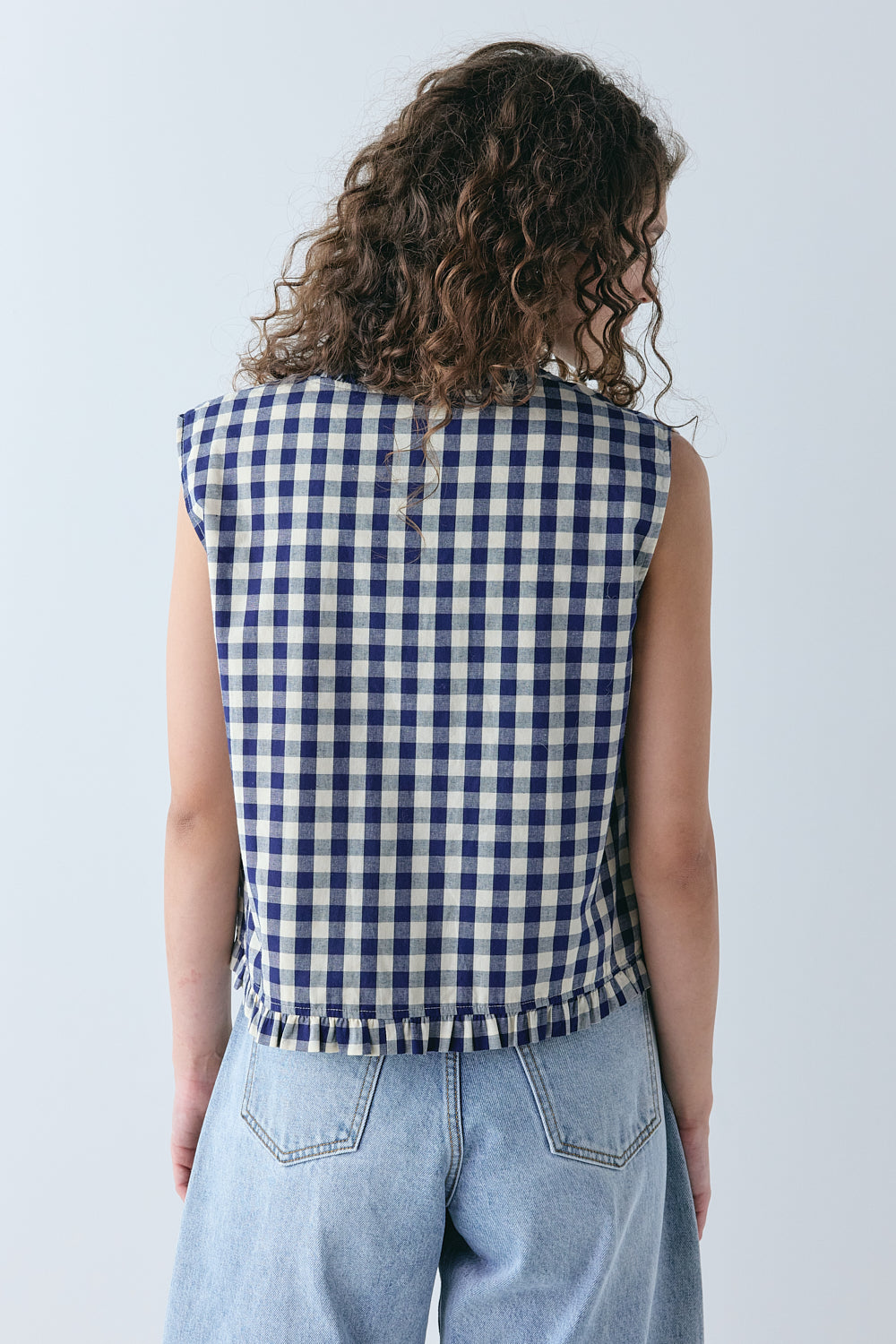 Phoebe Vest Top Navy Check | VRG GRL near me
