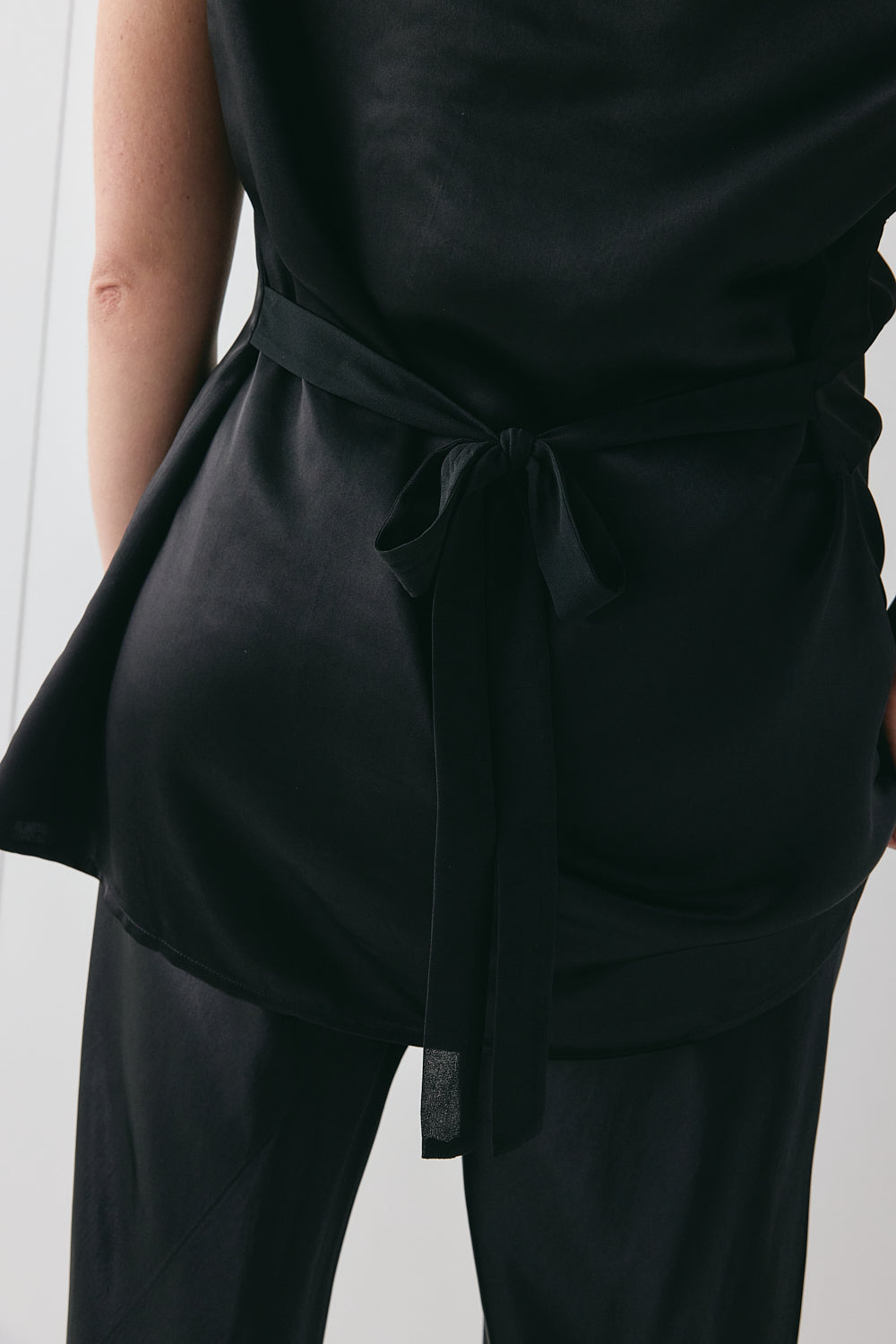 Camille Satin Tunic Top Black | VRG GRL US