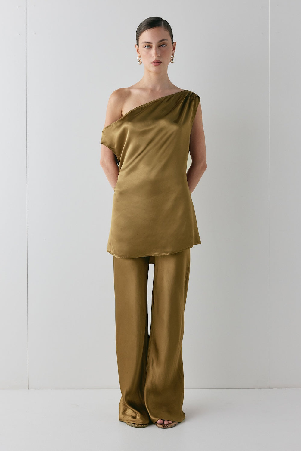 Camille Satin Tunic Top Copper | VRG GRL discount