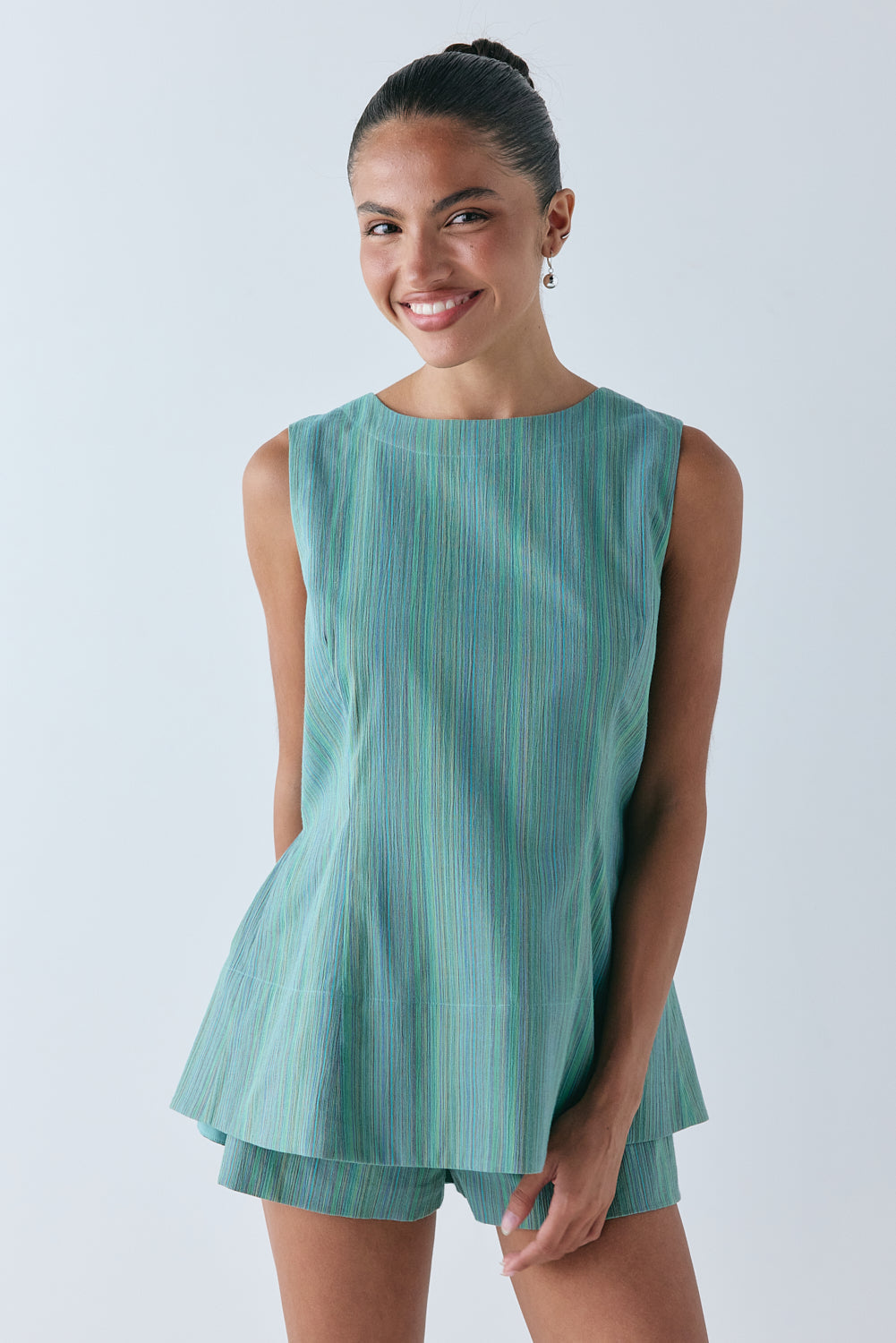Freja Tunic Top Green Stripe | VRG GRL online