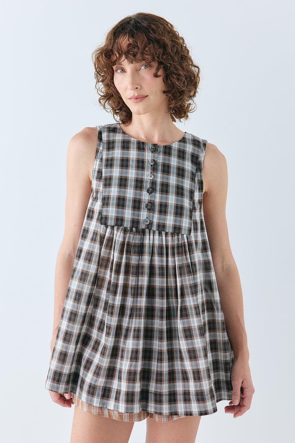Juliet Tunic Top Check | VRG GRL on sale