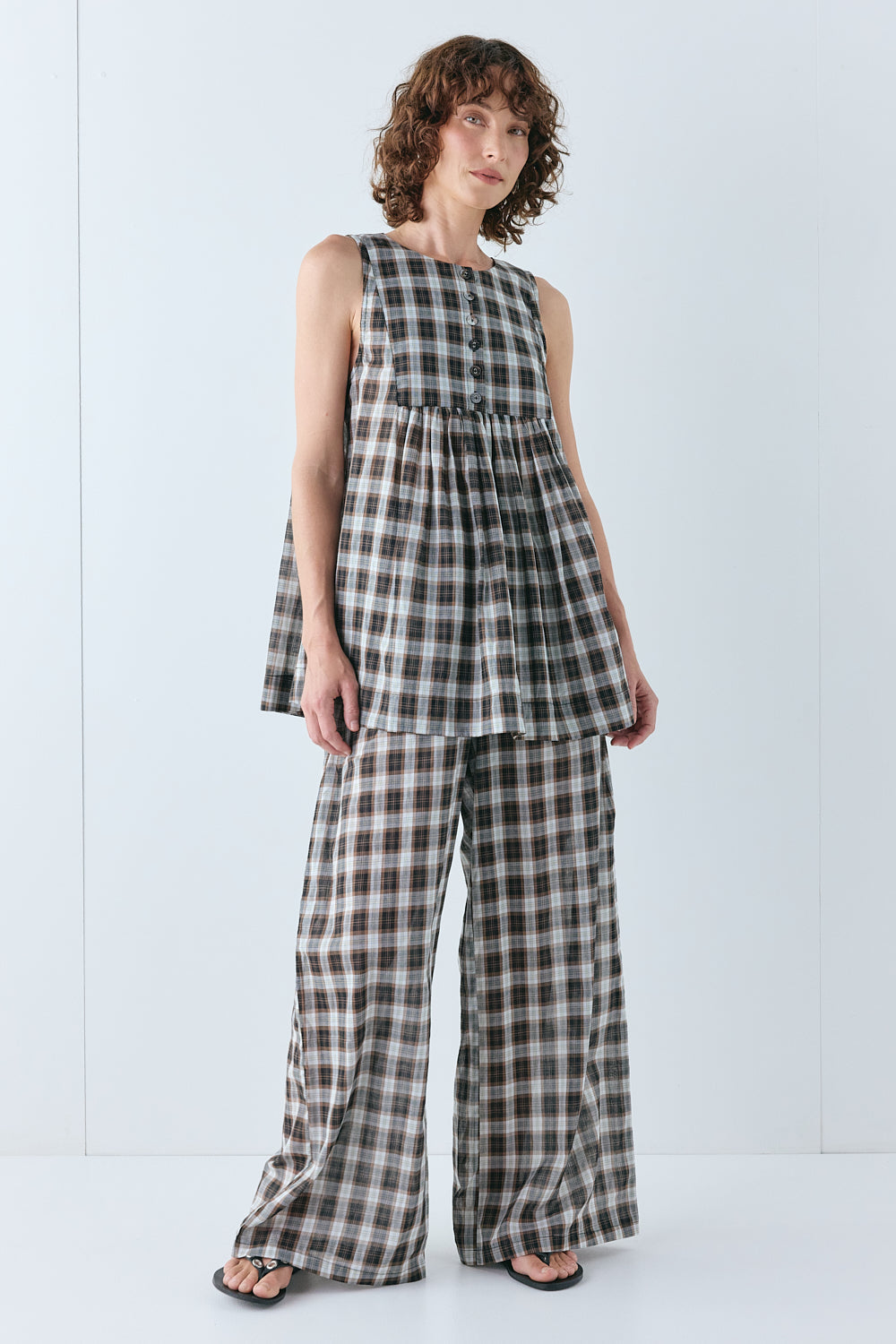 Juliet Tunic Top Check | VRG GRL on sale